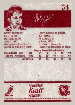 1990-91 Kraft #34 Mike Modano Back