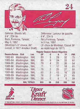 1990-91 Kraft #24 Rod Langway Back