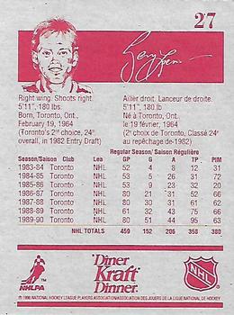 1990-91 Kraft #27 Gary Leeman Back