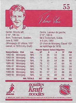 1990-91 Kraft #55 Thomas Steen Back