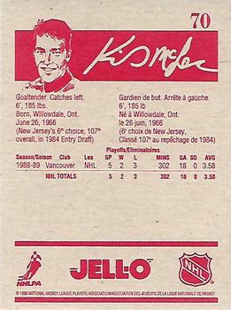 1990-91 Kraft #70 Kirk McLean Back