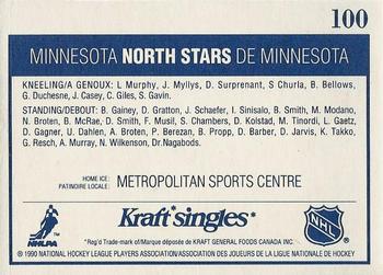 1990-91 Kraft #100 Minnesota North Stars Back