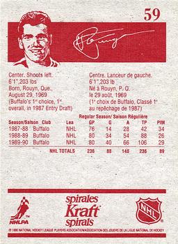 1990-91 Kraft #59 Pierre Turgeon Back