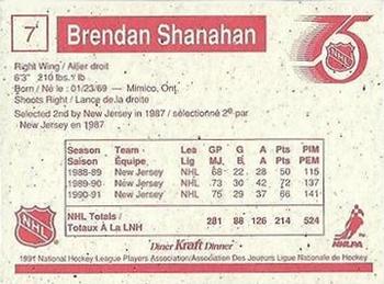 1991-92 Kraft #7 Brendan Shanahan Back