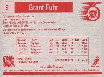 1991-92 Kraft #9 Grant Fuhr Back