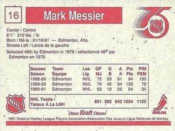 1991-92 Kraft #16 Mark Messier Back