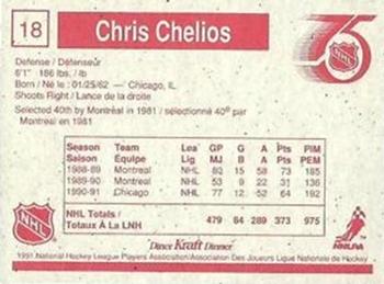 1991-92 Kraft #18 Chris Chelios Back