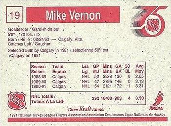 1991-92 Kraft #19 Mike Vernon Back