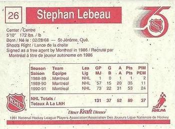 1991-92 Kraft #26 Stephan Lebeau Back