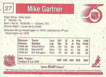 1991-92 Kraft #27 Mike Gartner Back