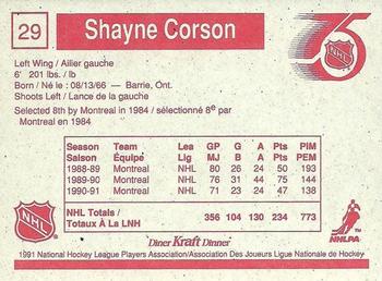 1991-92 Kraft #29 Shayne Corson Back