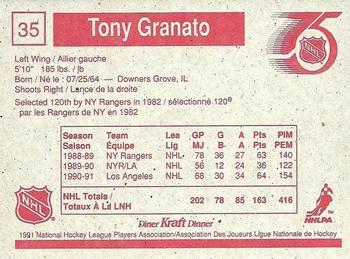 1991-92 Kraft #35 Tony Granato Back