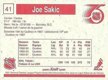 1991-92 Kraft #41 Joe Sakic Back