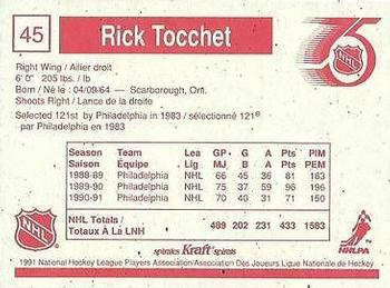 1991-92 Kraft #45 Rick Tocchet Back