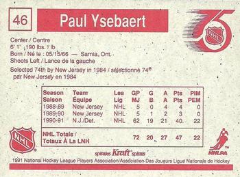 1991-92 Kraft #46 Paul Ysebaert Back