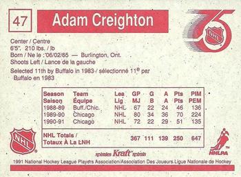 1991-92 Kraft #47 Adam Creighton Back