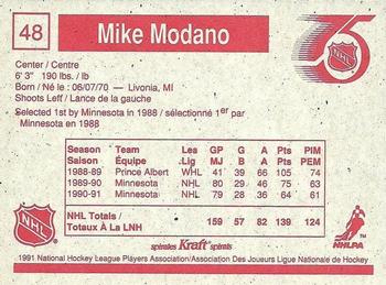 1991-92 Kraft #48 Mike Modano Back