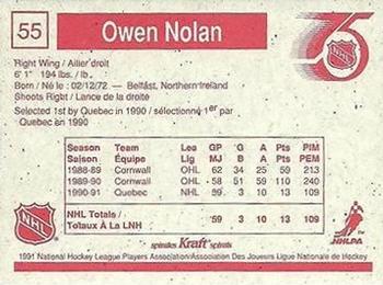 1991-92 Kraft #55 Owen Nolan Back