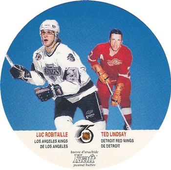1991-92 Kraft #70 Luc Robitaille / Ted Lindsay Front
