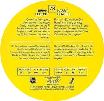 1991-92 Kraft #73 Brian Leetch / Harry Howell Back