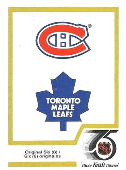 1991-92 Kraft #NNO Montreal Canadiens Logo / Toronto Maple Leafs Logo Front