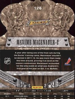 2011-12 Panini Crown Royale #126 Maxime Macenauer Back