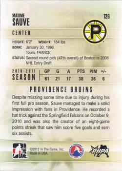 2011-12 In The Game Heroes and Prospects #126 Maxime Sauve Back