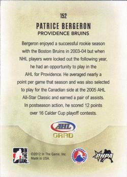 2011-12 In The Game Heroes and Prospects #152 Patrice Bergeron Back
