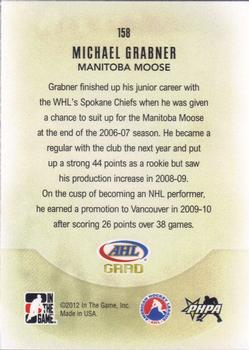 2011-12 In The Game Heroes and Prospects #158 Michael Grabner Back