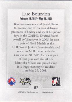 2011-12 In The Game Heroes and Prospects #197 Luc Bourdon Back