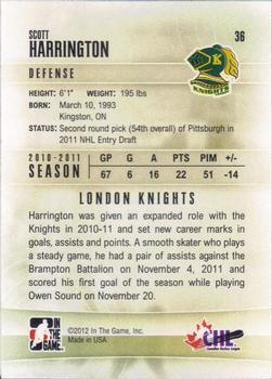 2011-12 In The Game Heroes and Prospects #36 Scott Harrington Back