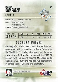 2011-12 In The Game Heroes and Prospects #25 Mathew Campagna Back