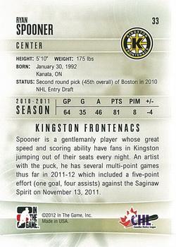 2011-12 In The Game Heroes and Prospects #33 Ryan Spooner Back