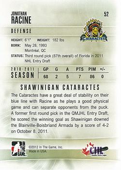 2011-12 In The Game Heroes and Prospects #52 Jonathan Racine Back