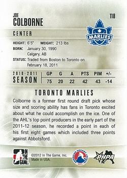 2011-12 In The Game Heroes and Prospects #118 Joe Colborne Back