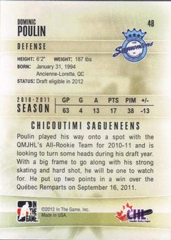 2011-12 In The Game Heroes and Prospects #48 Dominic Poulin Back