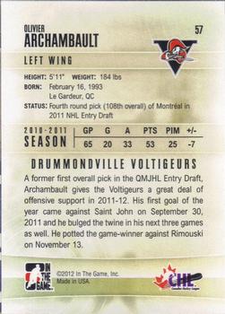 2011-12 In The Game Heroes and Prospects #57 Olivier Archambault Back