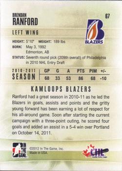 2011-12 In The Game Heroes and Prospects #67 Brendan Ranford Back