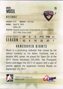2011-12 In The Game Heroes and Prospects #70 David Musil Back