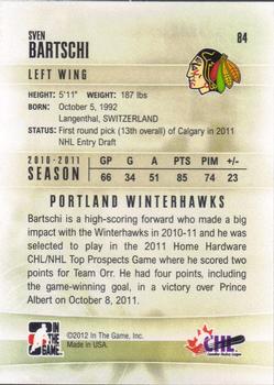 2011-12 In The Game Heroes and Prospects #84 Sven Baertschi Back