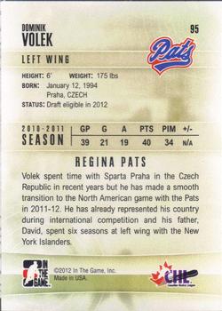 2011-12 In The Game Heroes and Prospects #95 Dominik Volek Back