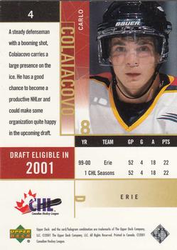 2000-01 Upper Deck CHL Prospects #4 Carlo Colaiacovo Back