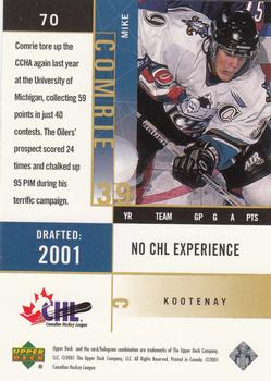 2000-01 Upper Deck CHL Prospects #70 Mike Comrie Back