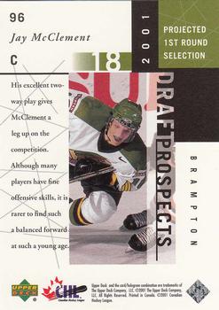 2000-01 Upper Deck CHL Prospects #96 Jay McClement Back