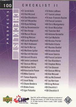 2000-01 Upper Deck CHL Prospects #100 Jay Bouwmeester Back