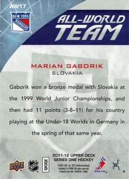2011-12 Upper Deck - All-World Team #AW17 Marian Gaborik  Back