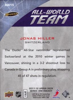 2011-12 Upper Deck - All-World Team #AW15 Jonas Hiller  Back