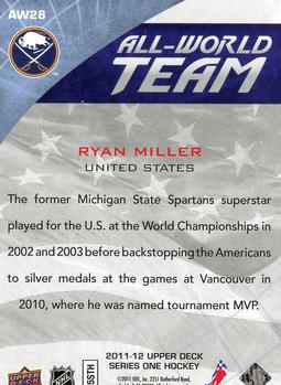 2011-12 Upper Deck - All-World Team #AW28 Ryan Miller  Back