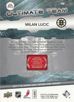 2011-12 Upper Deck - EA Ultimate Team #EA8 Milan Lucic  Back