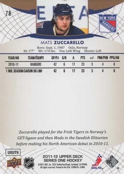 2011-12 Upper Deck - UD Exclusives #78 Mats Zuccarello Back